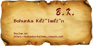 Bohunka Kálmán névjegykártya